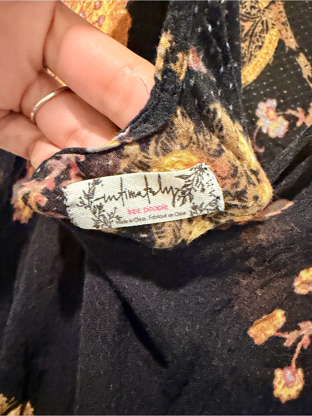Free People Boho Floral Black and Mustard Dress - Picture 4 of 4